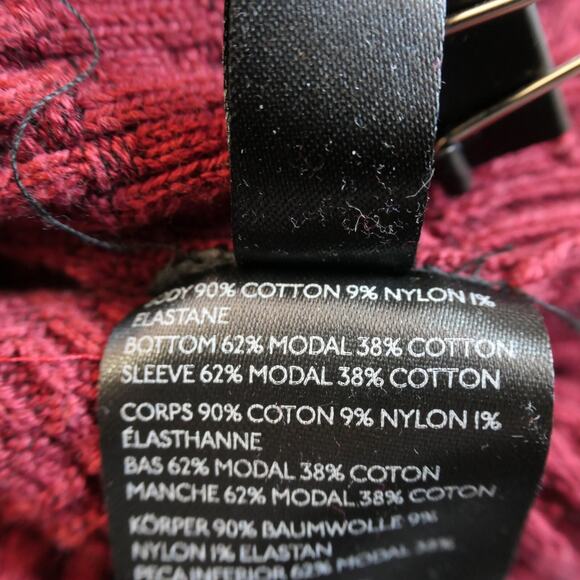 Anthropologie Midi Sweater Dress Womens XS Maroon Stretchy Mermaid Puff Sleeve - Picture 12 of 15